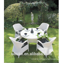 Mesa de comedor de rattan blanco jardín + mesa redonda y sillas + mesa de comedor